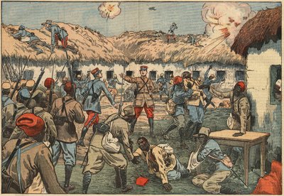 Le truppe coloniali sbloccano il posto di Aoulay in Marocco sotto il capitano Duboin. Illustrazione di Damblans. In 