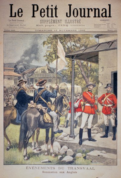 Eventi nel Transvaal: convocazione agli inglesi, copertina di Le Petit Journal, 12 novembre 1899 da Eugene Damblans