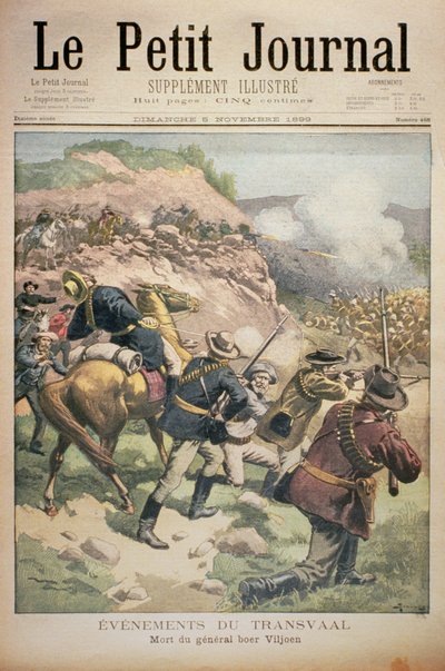 Eventi nel Transvaal: la morte del generale boero Viljoen, copertina di Le Petit Journal, 5 novembre 1899 da Eugene Damblans