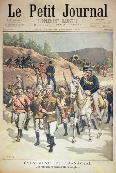 Eventi nel Transvaal: i primi prigionieri inglesi, copertina di Le Petit Journal, 29 ottobre 1899 da Eugene Damblans
