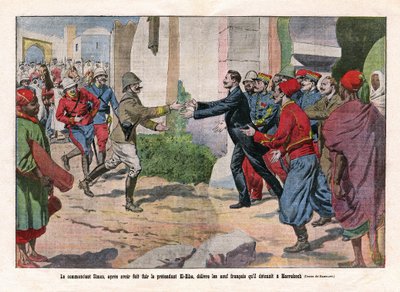 Eventi del Marocco, presa di Marrakech dalle truppe di Hubert Lyautey (1854-1934) e Charles Mangin (1866-1925). Il comandante Simon, dopo essere fuggito dal pretendente El-Hiba, ha liberato i nove da Eugene Damblans