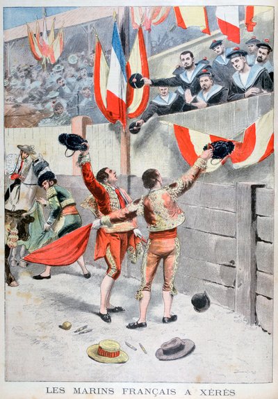 Marinai francesi che guardano una corrida, Xeres, Spagna da Eugene Damblans
