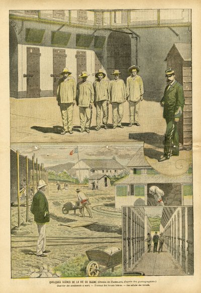 Illustrazione di Eugene Damblans (1865-1945) in Le Pèlerin, 07/05/05 - Alcune scene della vita del bagne da Eugene Damblans