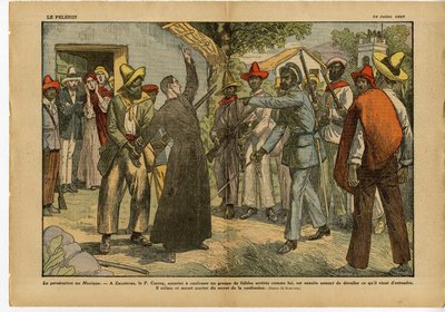 Illustrazione di Eugene Damblans (1865-1945) in Le Pelerin, 24/07/27 - Persecuzioni in Messico - Religione Fede, Rivoluzione, Messico, Cattolicesimo - Confessione - Cure da Eugene Damblans
