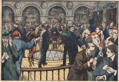 Vista interna della Borsa di Parigi. Illustrazione di Damblans. In 