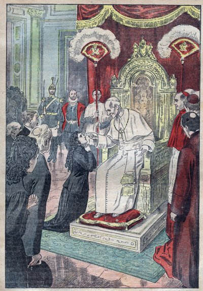 Santa Teresa del Bambin Gesù (o Lisieux 1873-1897) ancora giovane ai piedi di Papa Leone XIII, ottenne di entrare nel Carmelo all