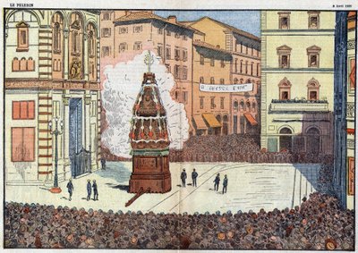 Scoppio del Carro evento folcloristico della città di Firenze - illustrazione di Damlans aprile 1928 da Eugene Damblans