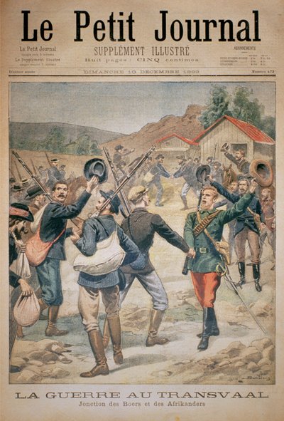 La guerra nel Transvaal: unione dei boeri e degli afrikaner, copertina di Le Petit Journal, 10 dicembre 1899 da Eugene Damblans