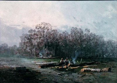 Paesaggio nebbioso con boscaioli da Eugene Deshayes
