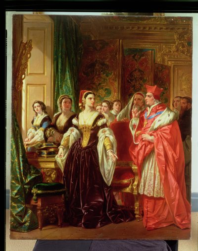 Una scena da Enrico VIII di Shakespeare; Cardinale Wolsey e Caterina d