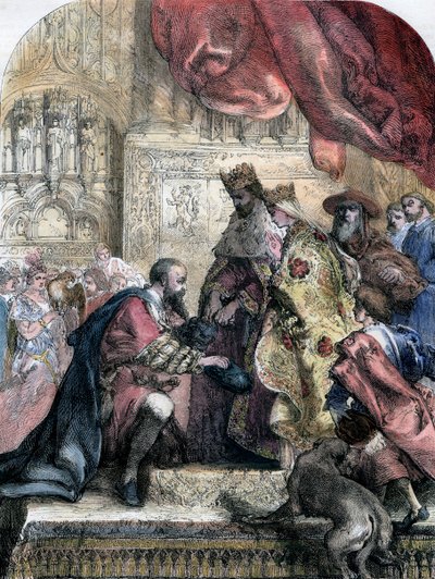 Ricevimento di Colombo da Ferdinando e Isabella, Barcellona da Eugene Deveria