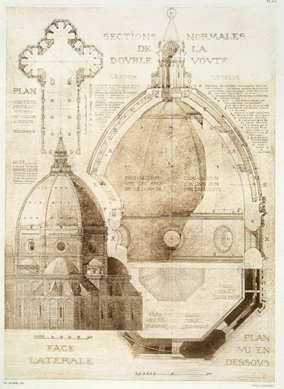 Piano, sezione ed elevazione della Cattedrale di Firenze, da 