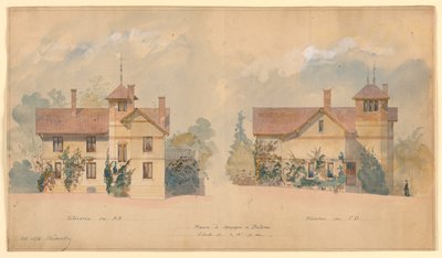Progetto architettonico per la casa di P.J. Hetzel da Eugene Emmanuel Viollet le Duc