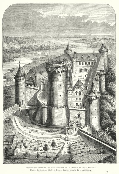 Castello di Coucy, Piccardia, Francia, dopo il restauro nel XIX secolo di Eugène Viollet-le-Duc da Eugene Emmanuel after Viollet le Duc