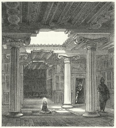 Cortile ionico di una casa greca antica da Eugene Emmanuel after Viollet le Duc