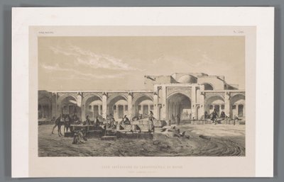Cortile interno del caravanserraglio di Mahyar da Eugene Flandin