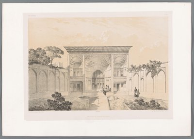 Cortile interno della casa di Hussein Khan a Tabriz da Eugene Flandin