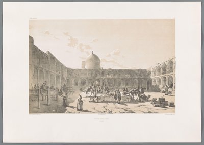 Caravanserai-i-Shah a Qazvin (Caravân-Serail-I-Châh, Perzische landschappen, Perse moderne) da Eugene Flandin