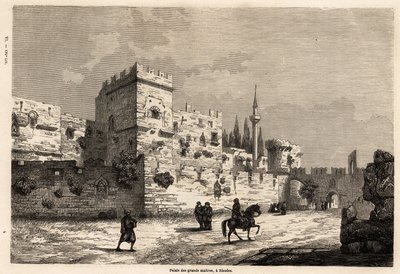 Il palazzo dei grandi maestri a Rodi, disegno di Eugene Flandin, per illustrare il suo viaggio nell