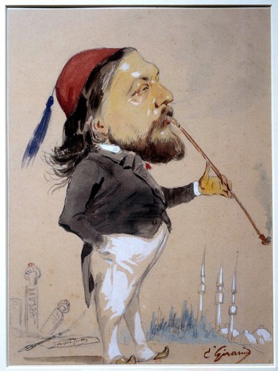 Ritratto di Théophile Gautier che fuma il suo chibouk da Eugene Giraud