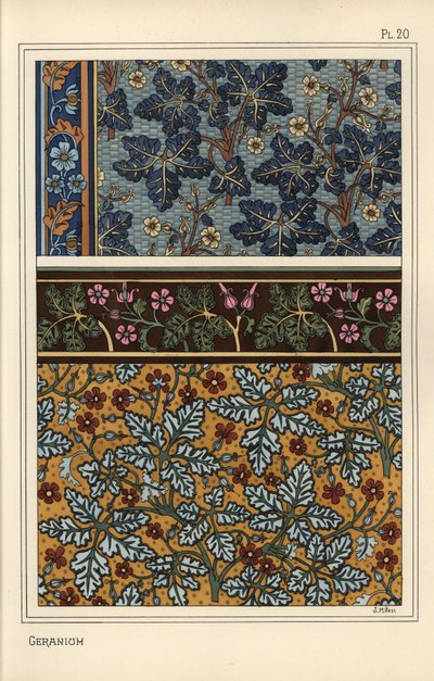Motivi di geranio in modelli per carta da parati e tessuti da Eugene Grasset