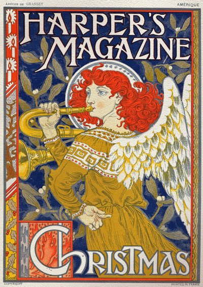 Religione. Angelo di Natale. Poster di Eugene Grasset per Harper