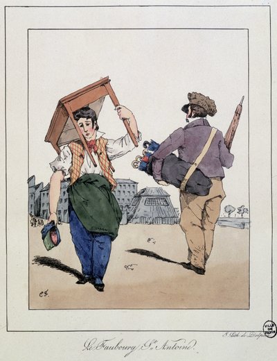 Le faubourg St Antoine: riparatore di mobili e venditore ambulante di ombrelli - in "Souvenirs d