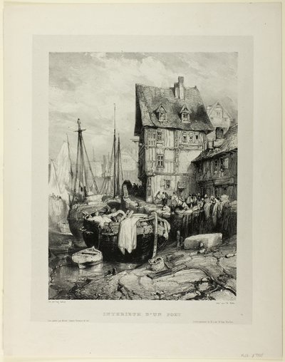 Interno di un porto, tavola cinque da Sei marine da Eugene Isabey