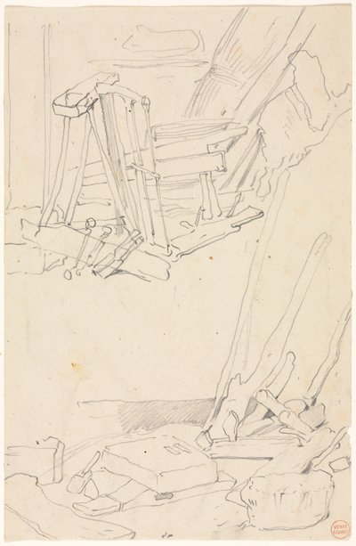 Studi di legno e attrezzi agricoli da Eugene Isabey