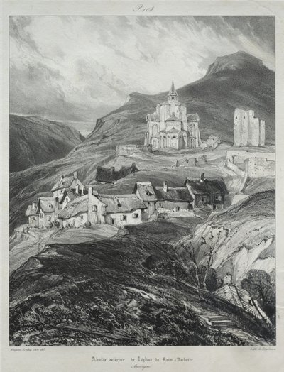 Viaggi pittoreschi e romantici nella vecchia Francia, Alvernia: Abside della chiesa di Saint Nectaire da Eugene Isabey