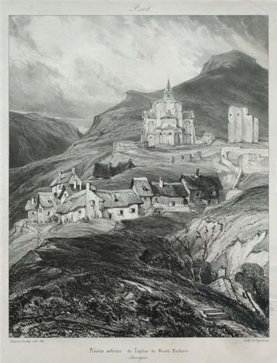 Viaggi pittoreschi e romantici nella vecchia Francia, Alvernia: Abside della chiesa di Saint Nectaire da Eugene Isabey