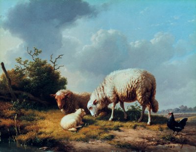 Pecore e pollame in un paesaggio, XIX secolo da Eugene Joseph Verboeckhoven
