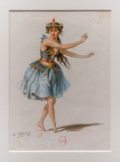 La Korrigane. Balletto di Charles-Marie Widor, modello di costume. 1880, penna, acquerello e gouache su carta. da Eugene Lacoste