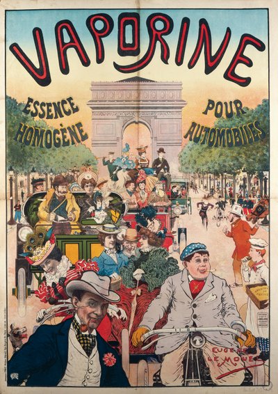 Vaporine Essence Homogene pour Automobiles, illustrazione firmata da Eugene Le Mouel da Eugene Le Mouel