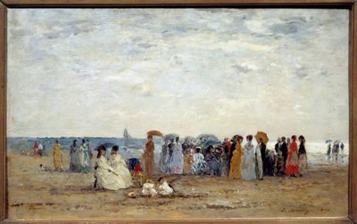 Bagnanti sulla spiaggia di Trouville, Calvados. Dipinto di Eugène Louis Boudin da Eugene Louis Boudin