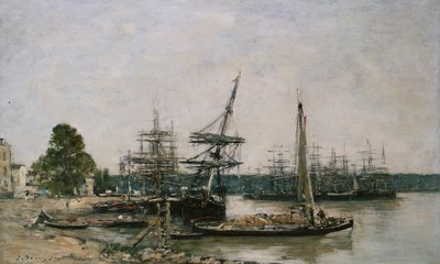 Ormeggi per barche sulla Garonna, Bordeaux da Eugene Louis Boudin