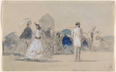 Crinoline sulla spiaggia, c. 1865 da Eugene Louis Boudin