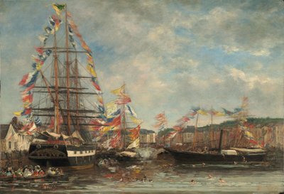Festival nel porto di Honfleur, 1858 da Eugene Louis Boudin