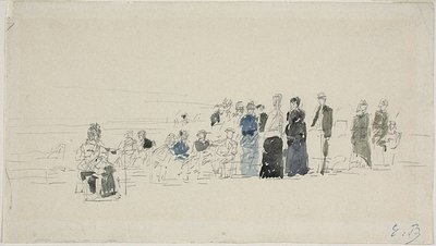 Gonne sulla spiaggia (recto); Donne bretoni sulla spiaggia (verso) da Eugene Louis Boudin