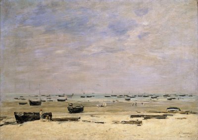 Chiatte fluviali a bassa marea; Berck le Rivage a Maree Basse, 1882 da Eugene Louis Boudin