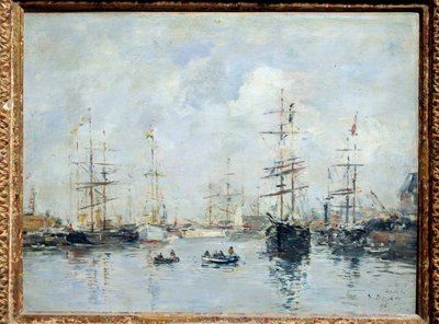 Barche a vela al porto, Deauville nel 1896 da Eugene Louis Boudin
