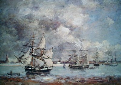 Barche a Vela in un Porto da Eugene Louis Boudin