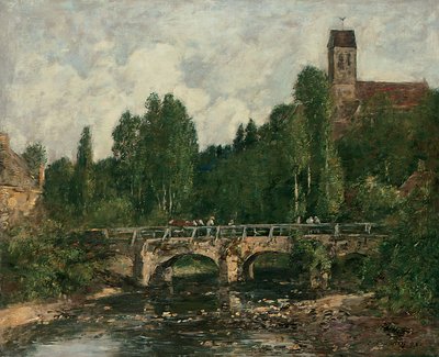 Saint-Cenery, la chiesa e il ponte, 1892 da Eugene Louis Boudin