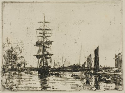 Paesaggio marino con barche da Eugene Louis Boudin