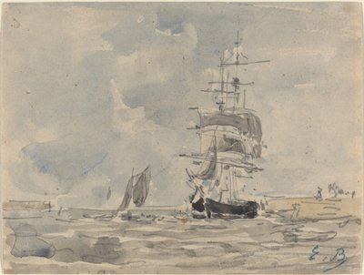 Marina con veliero, c. 1875 da Eugene Louis Boudin