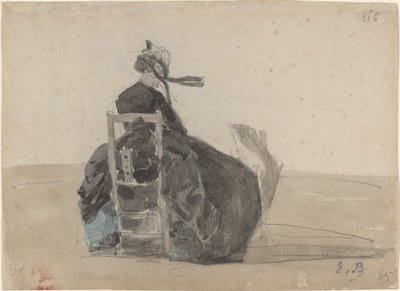 Signora Seduta in Nero, Trouville, 1865 da Eugene Louis Boudin