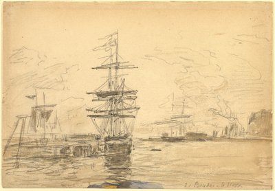 Navi in porto, c. 1875 da Eugene Louis Boudin