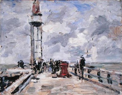 Il molo e il faro a Honfleur, c.1885-90 da Eugene Louis Boudin