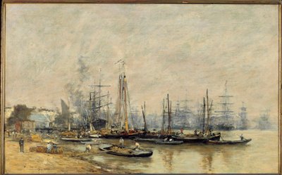 Il porto di Bordeaux. Navi sulla Garonna. Dipinto di Eugene Louis Boudin (1824-1898) 1874 Parigi, Museo d