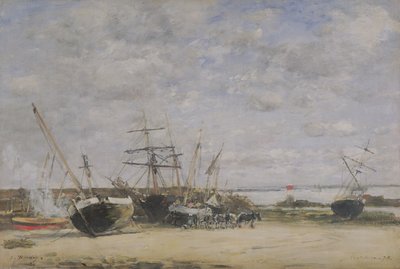 Navi e cavalli sulla riva da Eugene Louis Boudin